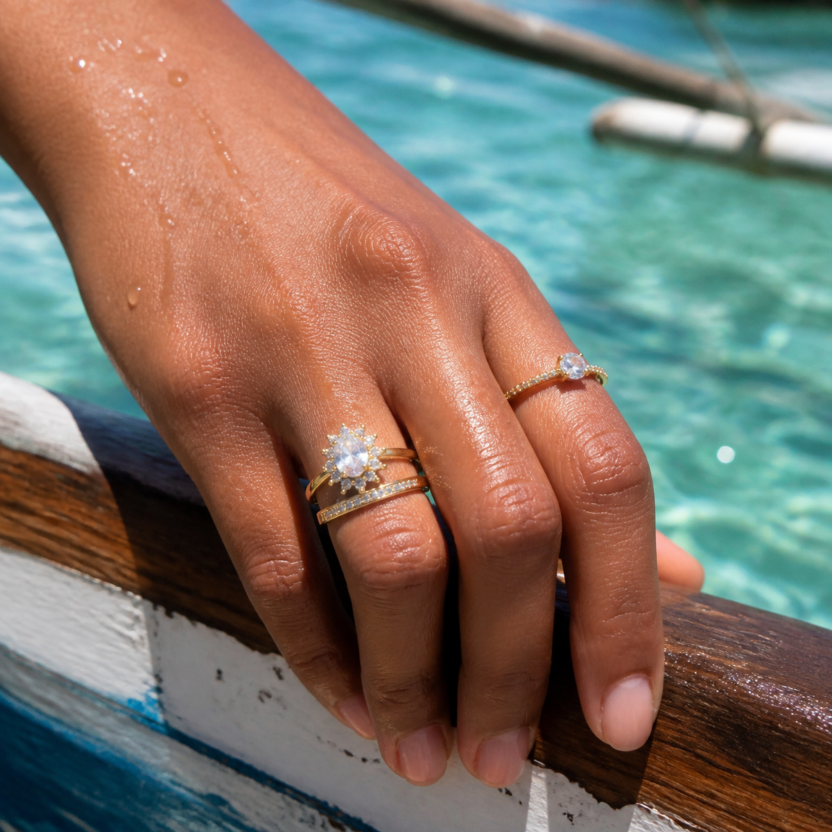 Gold rings and bracelets collection