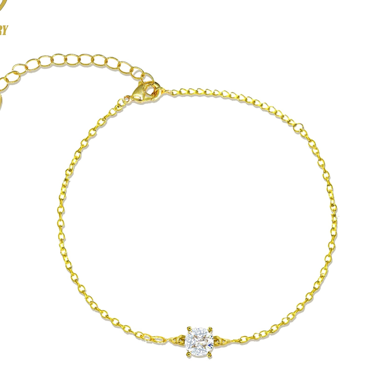 Solitaire Chain Bracelet, fine gold-tone chain with one sparkling stone