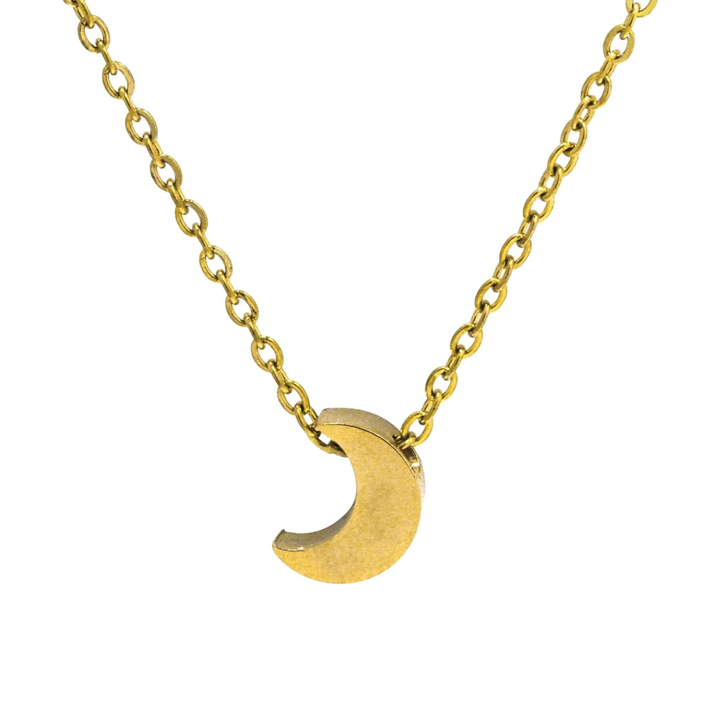 Crescent Moon Necklace, gold-tone moon pendant on a cable chain