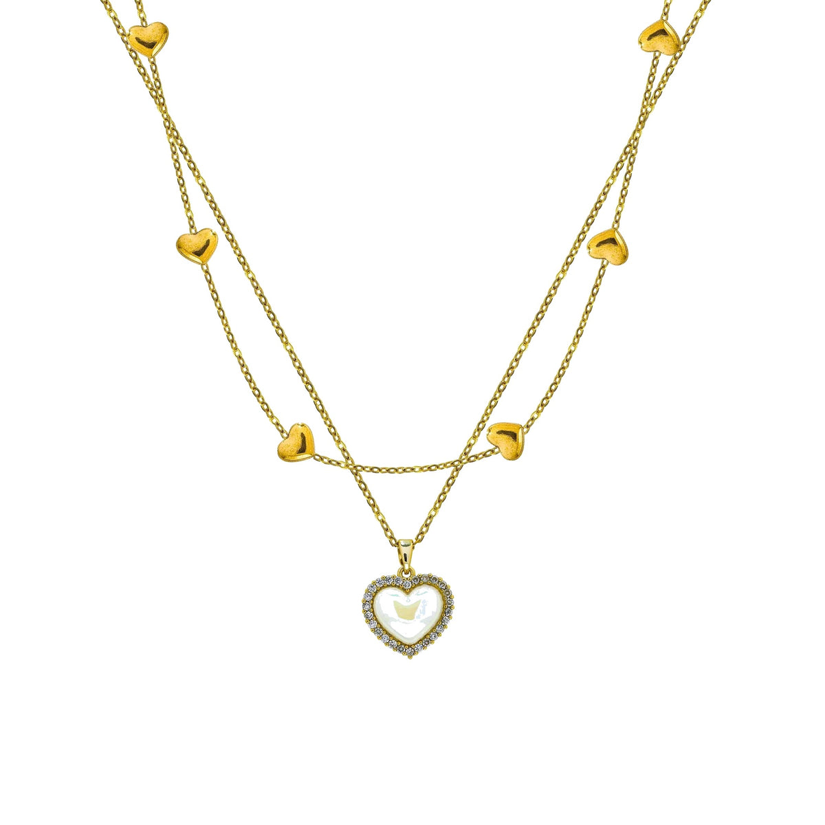 Layered Heart Necklace full length