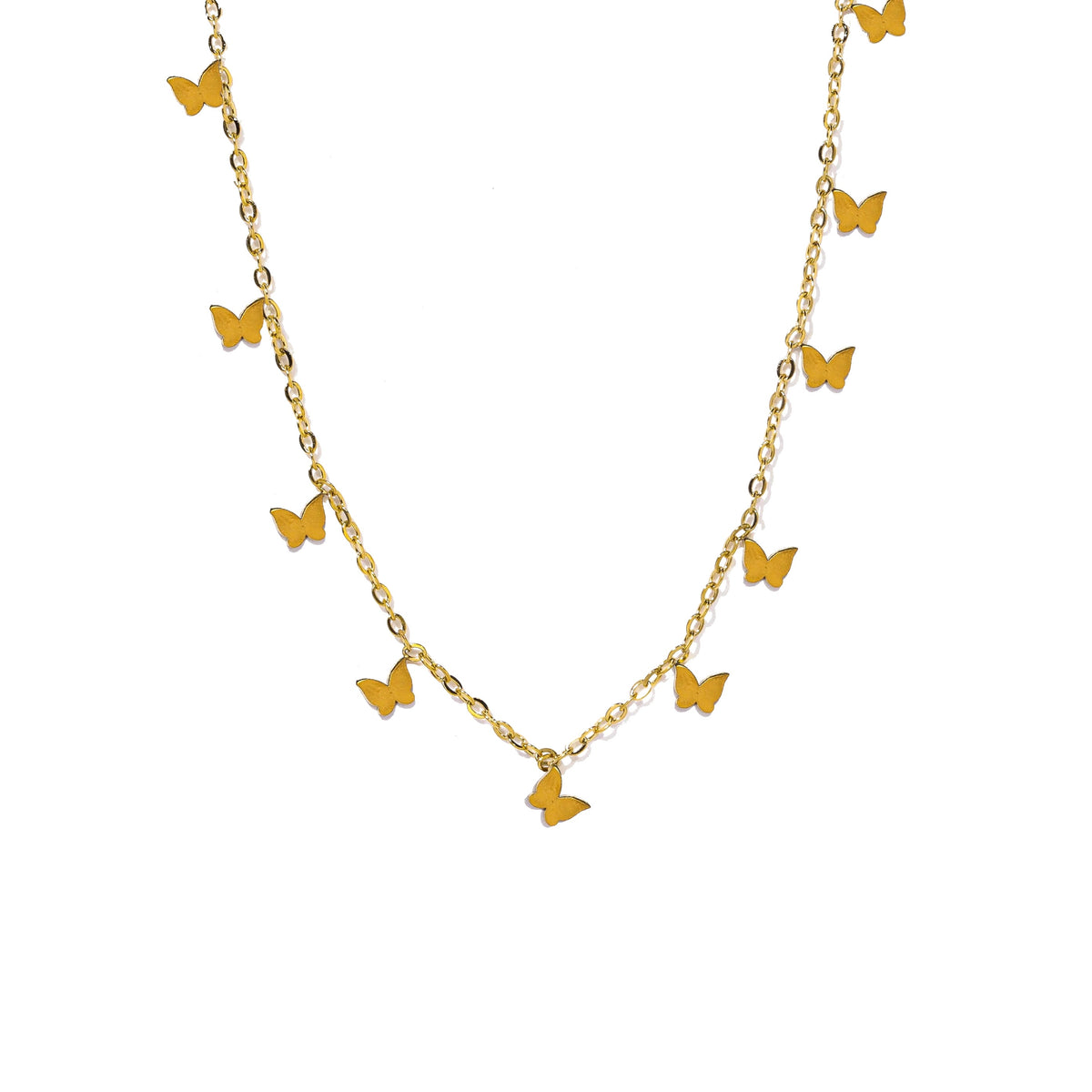 Butterfly Charm Necklace with small gold-tone butterflies