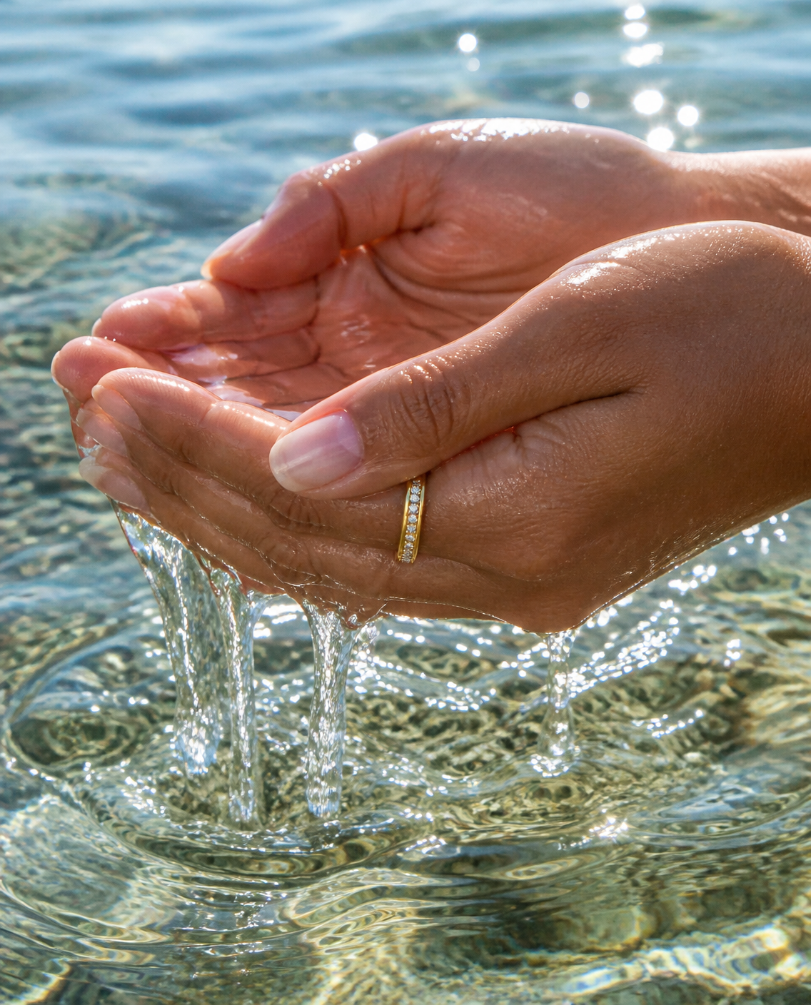 Pave Band Ring worn cupping seawater